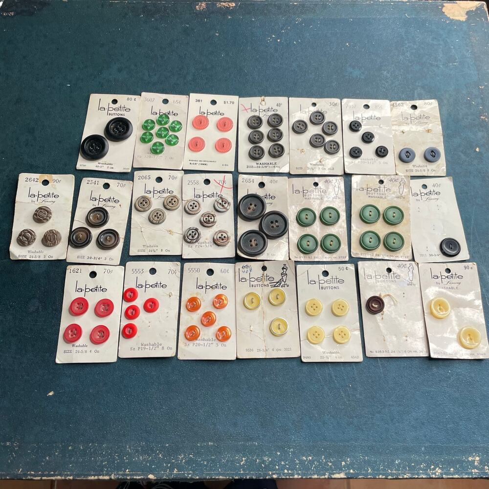 VTG Lot of La Petite Sewing Buttons on Cards Variety Sizes and Colors Craft